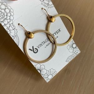 NWT Alex and Ani Gold Etched Hoop Earrings